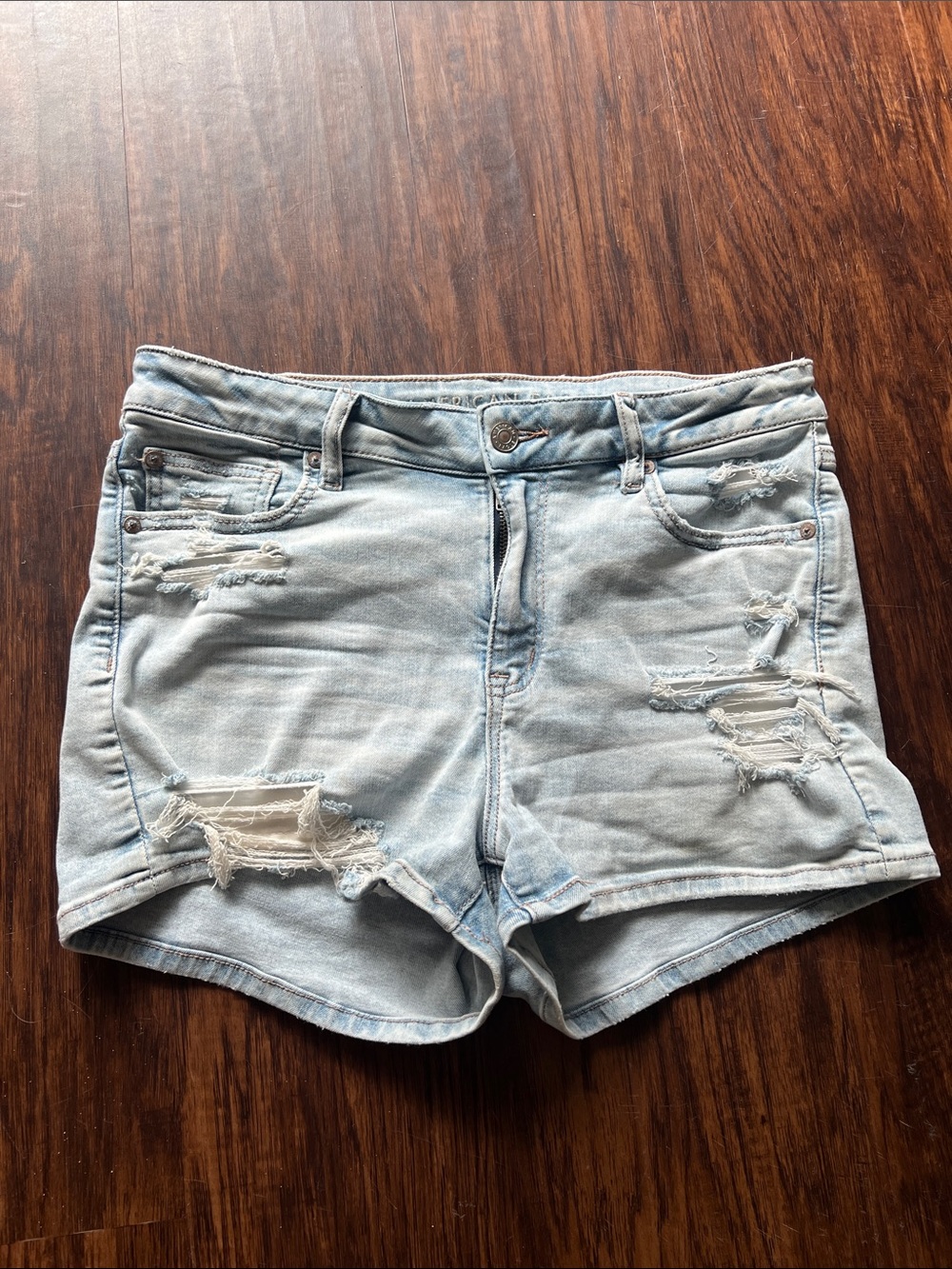 American Eagle Outfitters Light Blue Distressed Denim Shorts